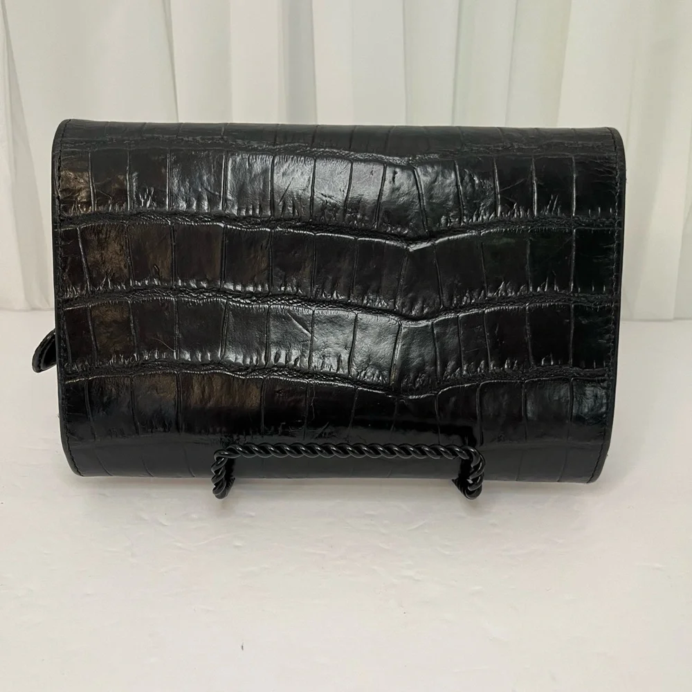 Brighton Black Crocodile Embossed Wallet with Silver Accents - Picture 3 of 10